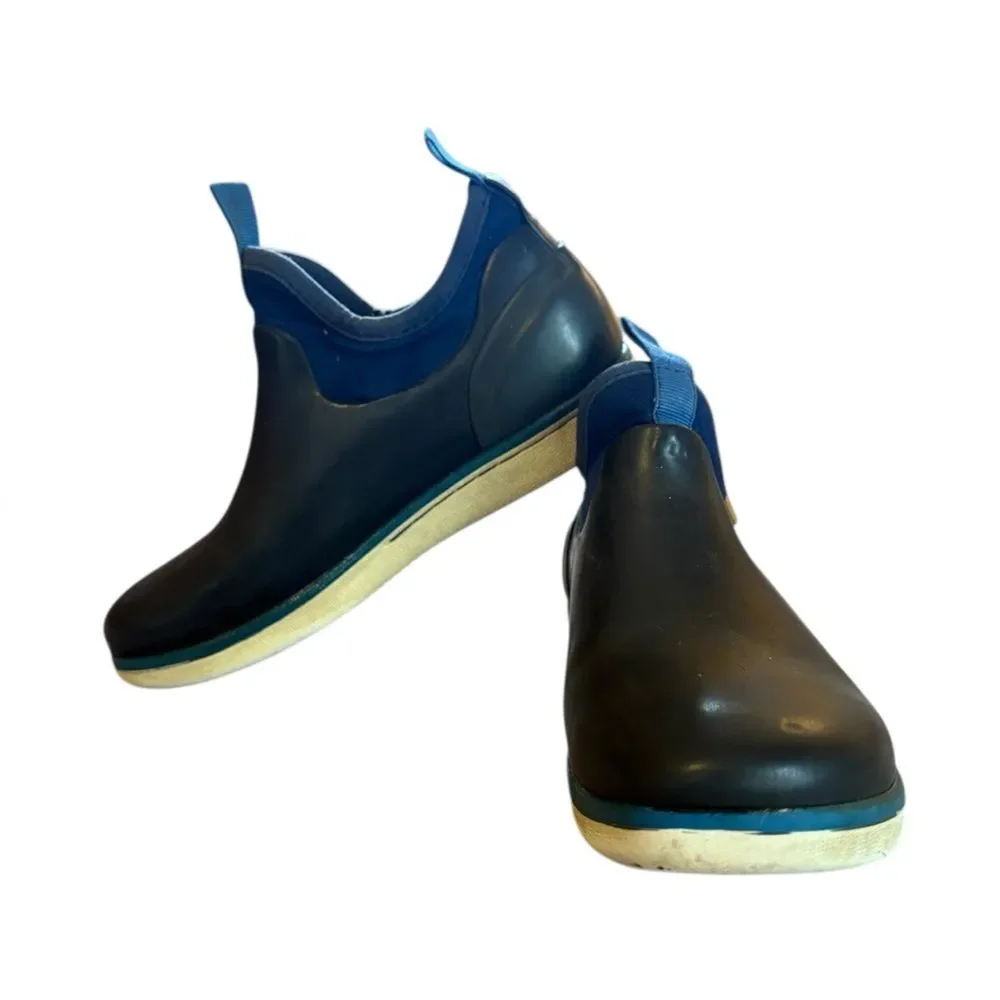 Bogs Riley Rain Boot Pull On Style Black Blue Youth Size 3